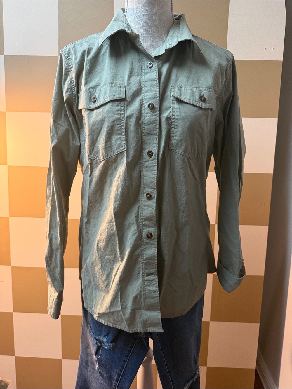 Carhartt Women's Sage Green Button-Front Utility Shirt